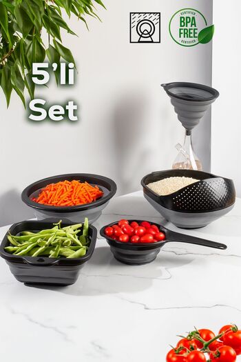 Porsima 5 Piece Foldable Accordion Strainer Kitchen Set