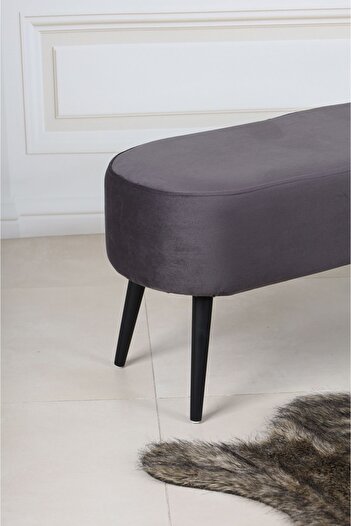 PufyHome LUNA ANTRASİT 90 CM LARGE SİYAH GÜRGEN AYAKLI ÇOK AMAÇLI PUF BENCH KOLTUK