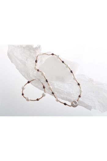 OSMANLI DOĞAL TAŞ Daylight, Hematite Accessory Pearl Jewelry Set