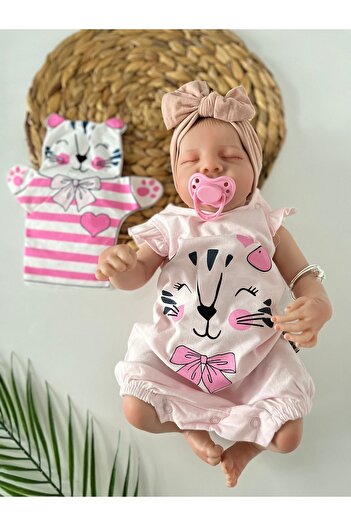 baume clothes Cat Printed Candy Pink Jumpsuit (with Puppet Gift)
