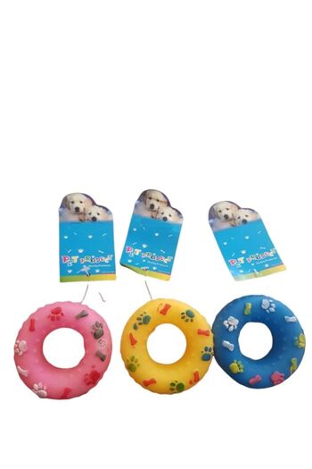 Milena Life 1 Piece Bagel Colored Plastic Cat Dog Toy with Sound - 7 cm