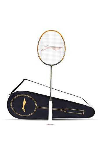 Li-Ning 3D Calibar X Drive Carbon Graphite Strung Racquet, 82g Free Full cover (Dark Grey/Gold)