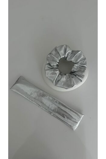 TwinsSis Store Shiny Bandana & Hair Rubber Clasp Set