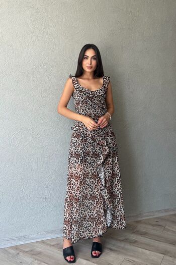 Seda Yalçın Atelier Leopard Print and Ruffle Tulle Lined Dress