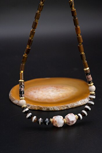 Serenite Pier Agate - Lava and Nepal Stone Necklace