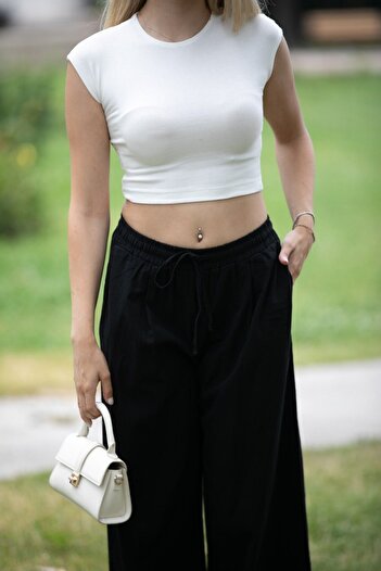 OlaFre Linen Pumps - Elastic Waist Linen Trousers
