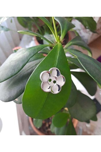 İMREN AKSESUAR Gray MetallizeD Flower Button - 2.5 Cm, 1 Pack of 10 Pieces