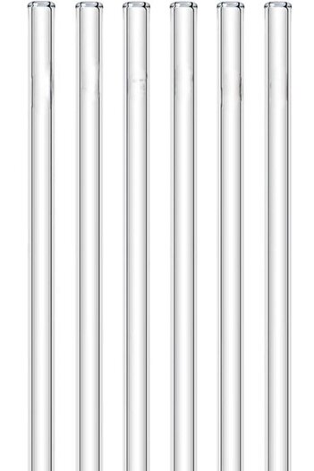 Kritik Ticaret 6 Pieces Transparent Plain Glass Straws - 20 cm Summer Straws, Reusable