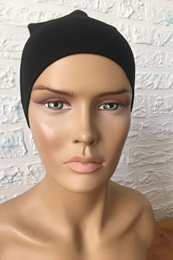 Vera Combed Cotton Bandana Black Bonnet Inner Bonnet Tied Band Combed Cotton Bonnet Head Scarf Bottom Hijab Lace-up Bonnet