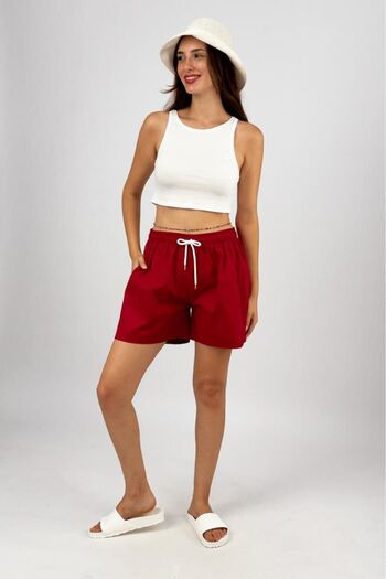 Betimoda White String Elastic Loose Cut Women's Shorts - Woven Cotton, Unprinted