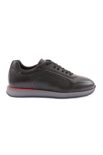 DGN Black Genuine Leather Men's Sneakers - 32593396