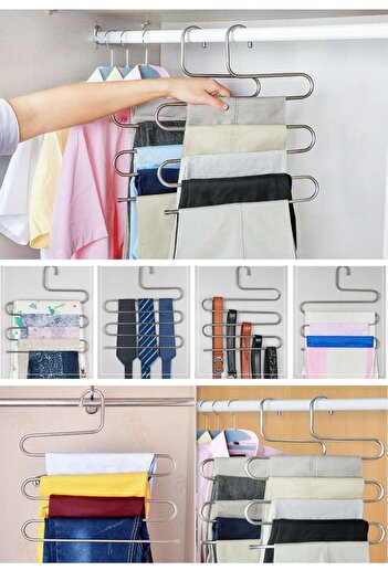 USF 5 Tiers Metal Trousers Clothes Hanger Clothes Scarf Scarf Towel Tie Organizer