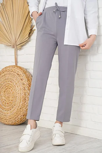 memetti m şekil Gray Large Size Carrot Leg Women's Trousers