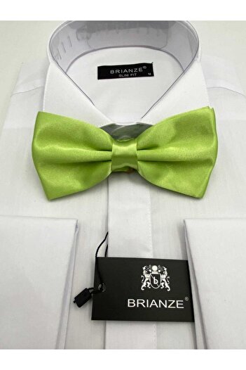 Brianze Pistachio Green Satin Bow Tie - Solid Color