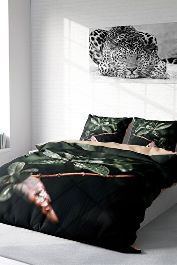 PerlaSera 3D Custom Design - Double Duvet Cover Set, Tightly Woven Cotton Satin, Simple Leave