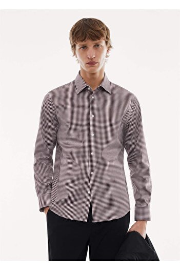 MANGO Man Stretch Fabric Micro-Square Shirt
