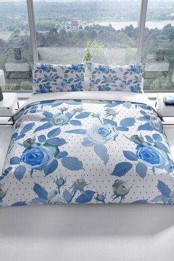 PerlaSera Set cuvertură de pilota dublă din satin de bumbac 3d Bluerose