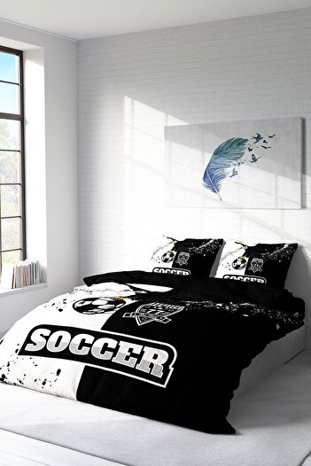 PerlaSera 3D Custom Design - Double Cotton Satin Duvet Cover Set, Black & White