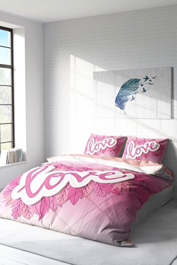 PerlaSera 3D Custom Design for Valentine's Day - Double Duvet Cover Set, Tightly Woven Cotton Satin