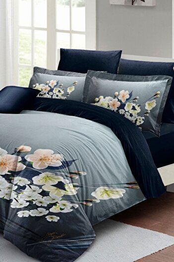 PerlaSera 3D Custom Design - Double Cotton Satin Duvet Cover Set, Floral Orchid