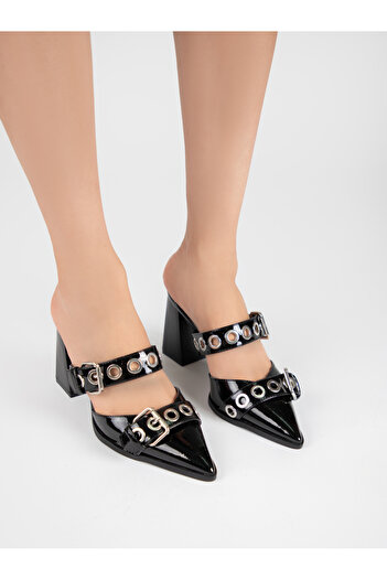 Raid By Styli Metal Eyelet Buckle Design Pointed Toe Mules
