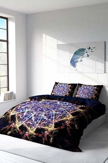 PerlaSera 3D Custom Design - Double Cotton Satin Duvet Cover Set, Mandala 1