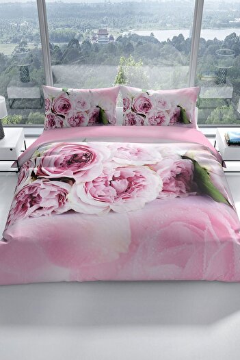 PerlaSera Σετ παπλωματοθήκης Softrose 3d Cotton Satin Διπλό