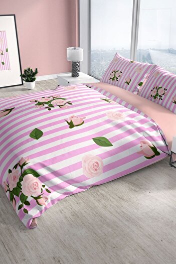 PerlaSera Σετ Παπλωματοθήκη Pinkline 3d Cotton Satin Διπλό