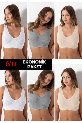 DONEX Economic Pack of 6 - 100% Cotton Rib Body, Half Undershirt 1405