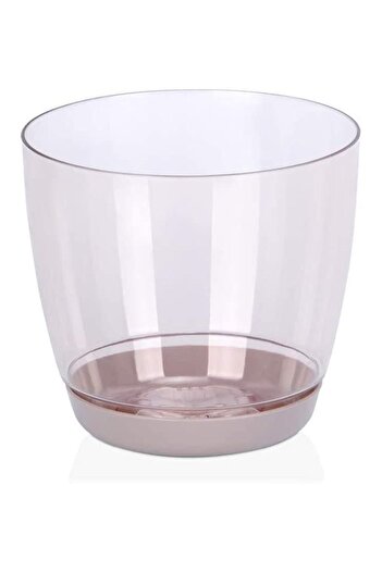 ToXA 0,75 Litre Kahverengi Orkide Saksısı Geçmeli Tabaklı Kristal Plastik Yuvarlak Saksı 11cm