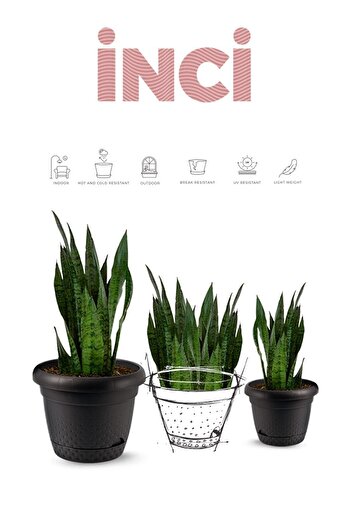 ToXA 9 Litre Inci Saksı 29cm Kendinden Tabaklı Plastik Çiçek Saksısı No4