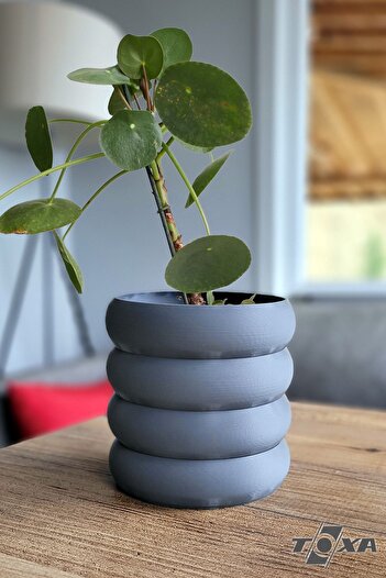 ToXA Blum Saksı No1 Gizli Tabaklı Drenajlı Bioplastik Antrasit Renk 0.8 Litre