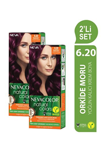 Neva Color Natural Colors 2'Lİ SET 6.20 ORKİDE MORU Kalıcı Krem Saç Boyası Seti