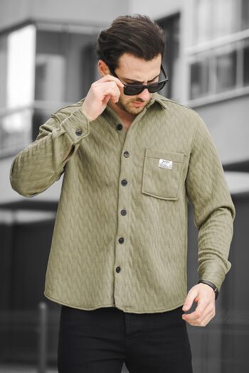 Oksit Yx 16809 Single Pocket Hooded Pattern Men's Shirt Jacket