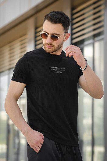 Oksit Ανδρικό μπλουζάκι με στάμπα Ritmo Rhythm Pattern Slim Fit Lycra