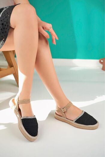 Oksit Glara Closed Front Straw Look Women's Knitwear Sandals
