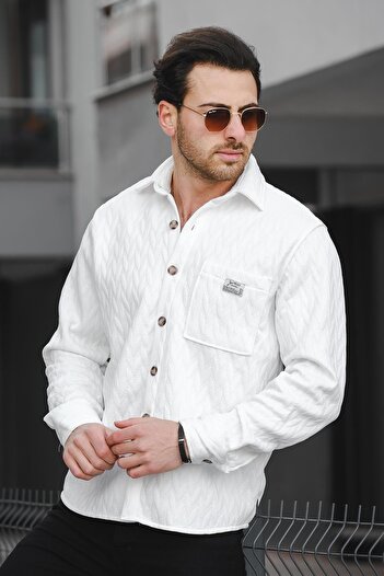 Oksit Yx 16809 Single Pocket Hooded Pattern Men's Shirt Jacket