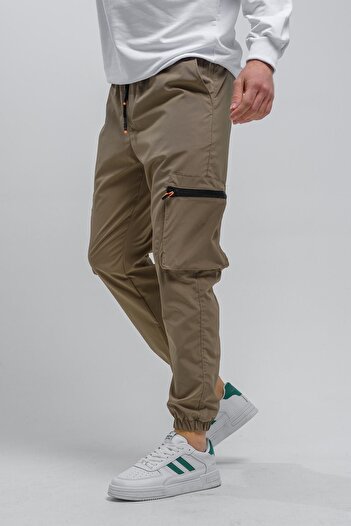 Oksit Baltassare Slim Fit Men's Tracksuit Bottom with Zipper Detail and Parachute Cargo Pocket