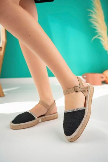 Oksit Glara Closed Front Straw Look Women's Knitwear Sandals