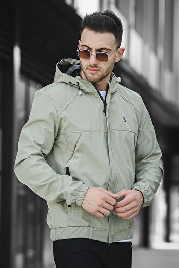 Oksit Bailey Water Resistant Slim Fit Men's Hooded Seasonal Coat Raincoat