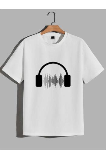 Pink Sky Μπλουζάκι Minimal Printed Unisex Μαύρο/Λευκό Oversize