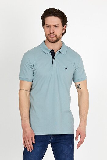 DYNAMO Men's Mint Polo Collar Lycra T-shirt