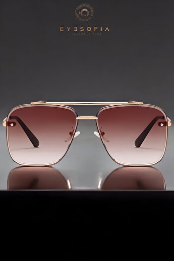 Eyesofia Dika Crystal Lath Brown Unisex Luxury Sunglasses