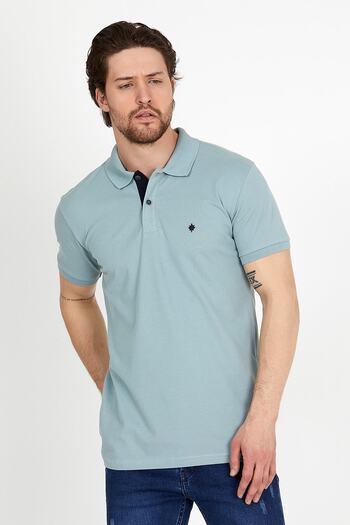 DYNAMO Men's Mint Polo Collar Lycra T-shirt
