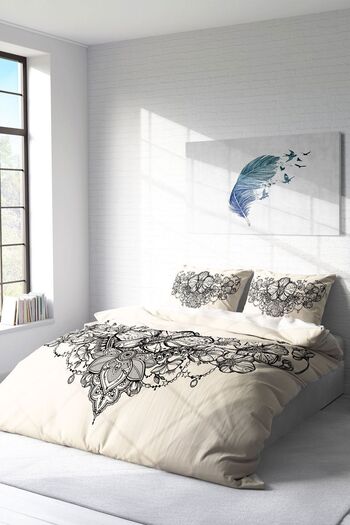 PerlaSera Σετ κρεβατιού 3D Special Design - Πυκνό υφαντό βαμβακερό σατέν, διπλό, γκρι γραμμές