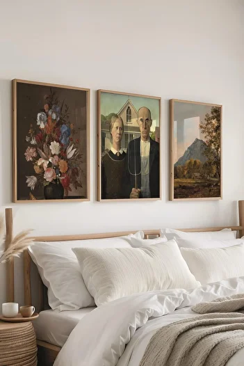 Postifull Vintage Painting Set,3 Pcs Wood Frame and Poster - Bedroom, Kitchen, Living Room Wall Decor