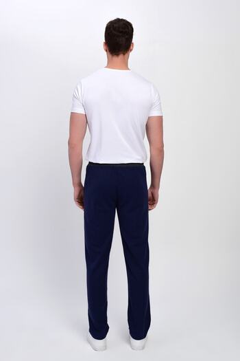 DYNAMO Ανδρικό φούτερ Navy Blue μεγάλου μεγέθους με ελαστική μέση και ρίγες στο πλάι