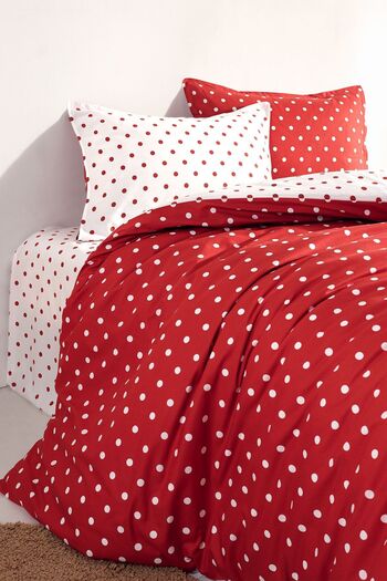 Cote Blanc Red Dots - 100% Cotton Double Duvet Cover Set