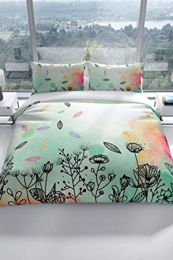Cattleya Leaves 3d Cotton Satin Double Duvet Cover Set