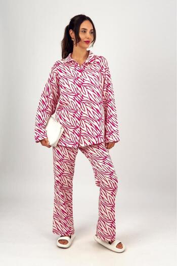 Betimoda Women's 2-Piece Linen Shirt Wide Leg Palazzo Trousers Bottom Top Set